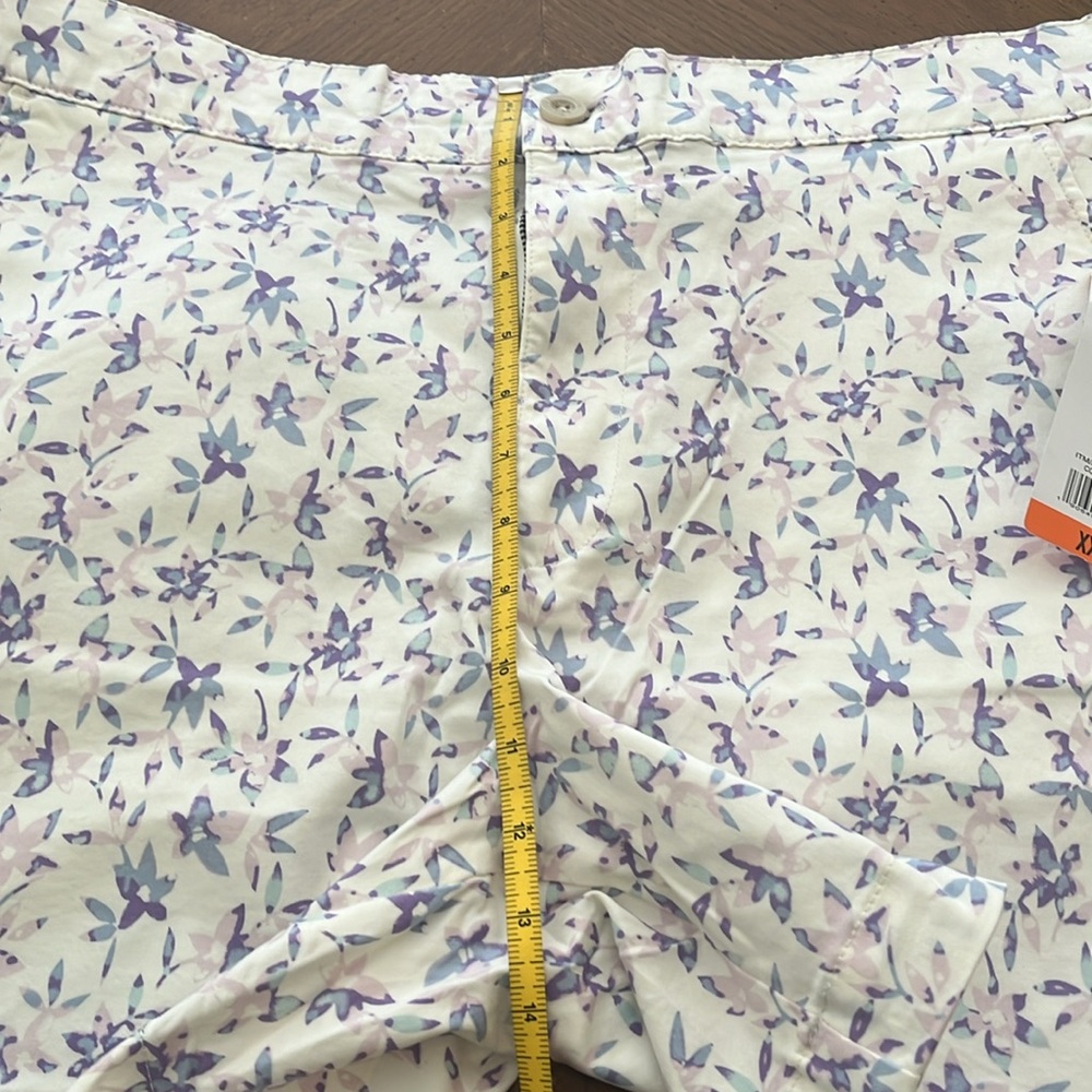 NWT Jach’s Girlfriend Stretch Chino Shorts Blue Pink Purple Botanical Print - Picture 10 of 14